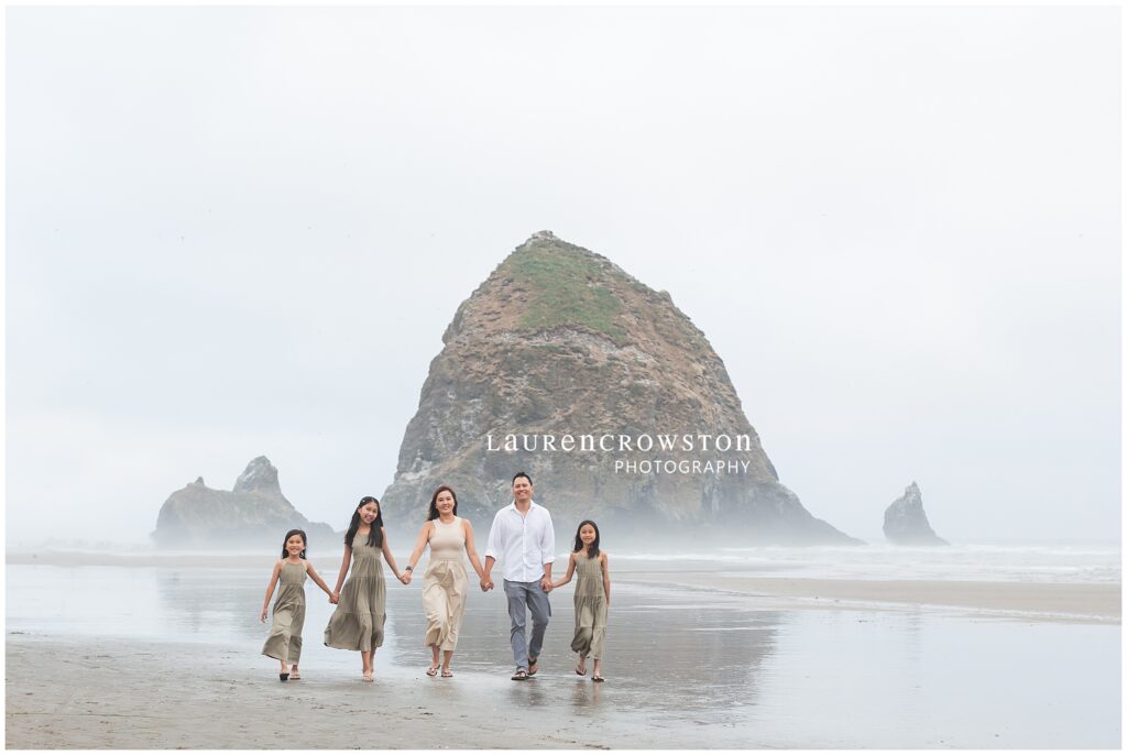 Family photos at Cannon Beach, Oregon